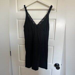 100% Pima Cotton Elegant Black Lace Trim Chemise